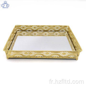 Plateau de vanité en miroir décoratif pour bijoux